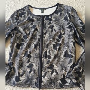Cartise Floral Lace Zip Blazer Jacket – Size 12 Medium